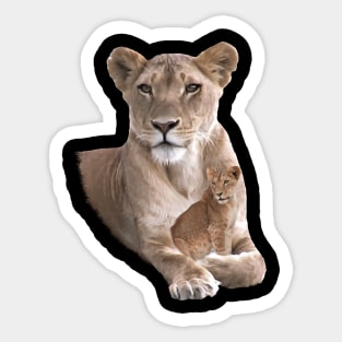 Lioness - Mama with Lion - Baby - Cat in Africa Sticker